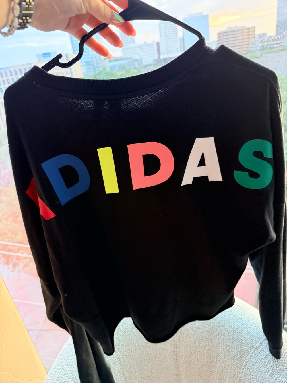 adidas Black Sweatshirt with Red Logo Center - Picture 2 of 2
